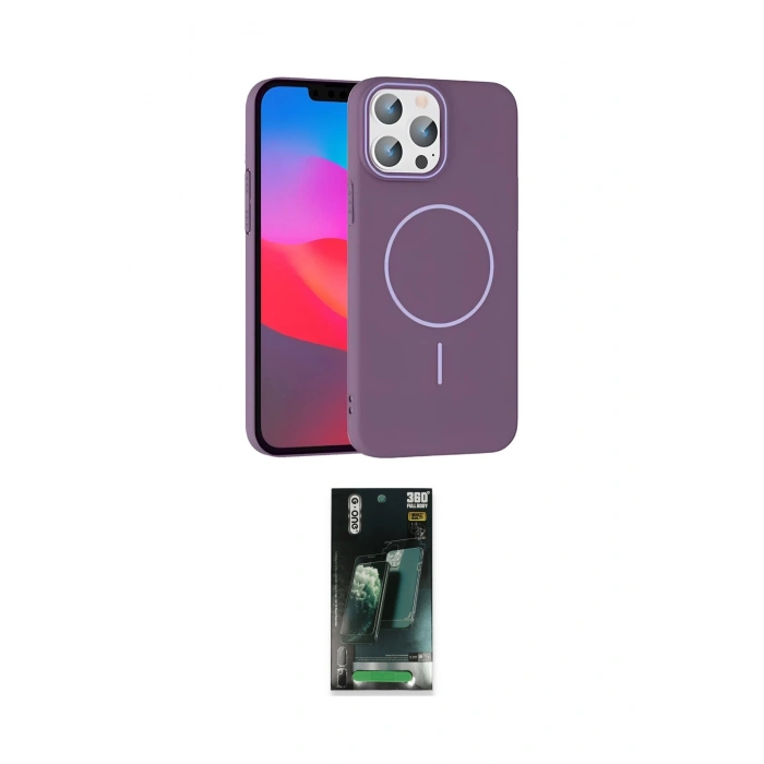 MARSİLYAN™- iPhone 15 Pro Max Kılıf Siluet Doku Özel Seri - Siyah 360 Mat Full Body Arka Koruyucu