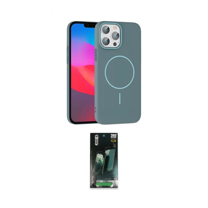 MARSİLYAN™- iPhone 15 Pro Max Kılıf Siluet Doku Özel Seri - Siyah 360 Mat Full Body Arka Koruyucu