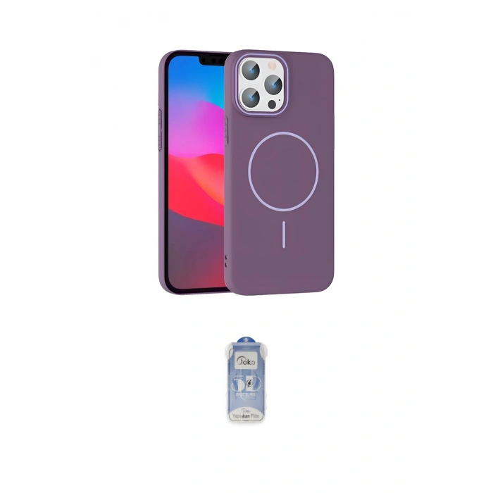 MARSİLYAN™- iPhone 15 Pro Max Kılıf Siluet Doku Özel Seri - Siyah Joko Magic 5D Cam