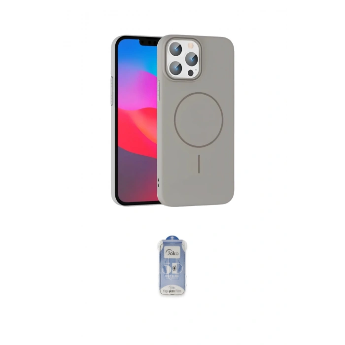 MARSİLYAN™- iPhone 15 Pro Max Kılıf Siluet Doku Özel Seri - Siyah Joko Magic 5D Cam