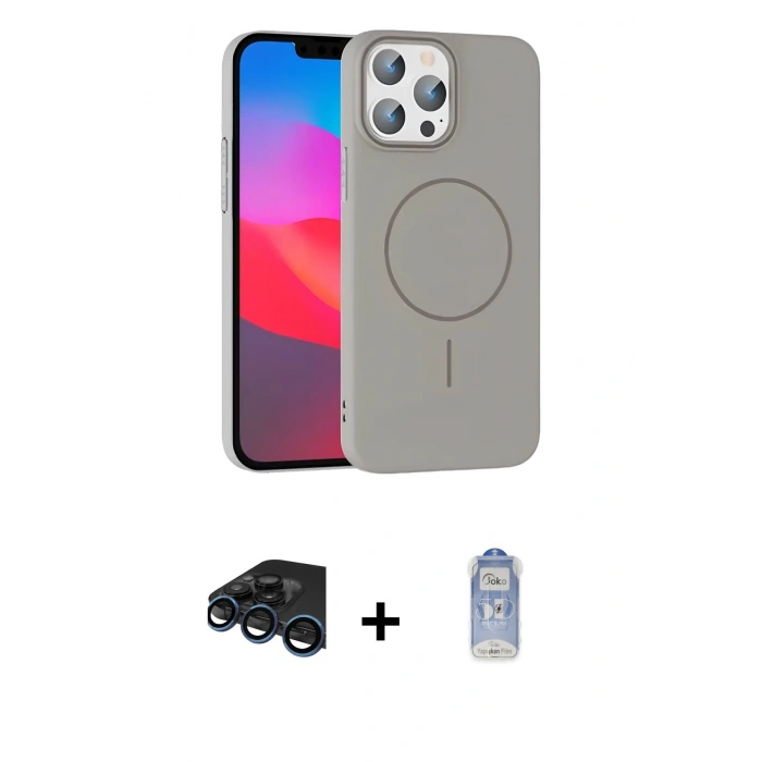 MARSİLYAN™- iPhone 15 Pro Max Kılıf Siluet Doku Özel Seri - Siyah Joko Magic 5D Cam + Raze Metal Kamera Lens - LT