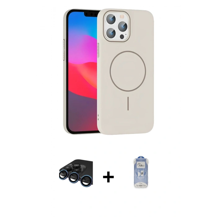 MARSİLYAN™- iPhone 15 Pro Max Kılıf Siluet Doku Özel Seri - Siyah Joko Magic 5D Cam + Raze Metal Kamera Lens - LT