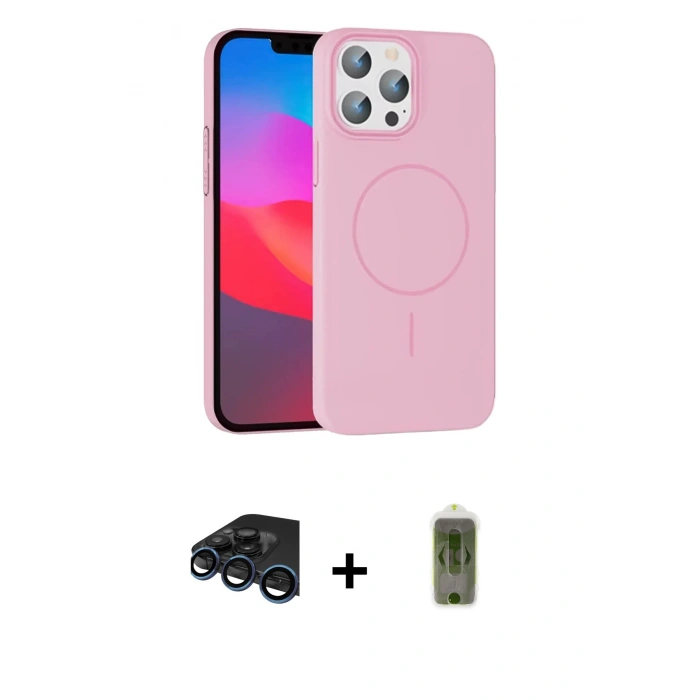 MARSİLYAN™- iPhone 15 Pro Max Kılıf Siluet Doku Özel Seri - Siyah Joko Magic 5D Hayalet Cam + Lacivert Raze Metal Kamera Lens