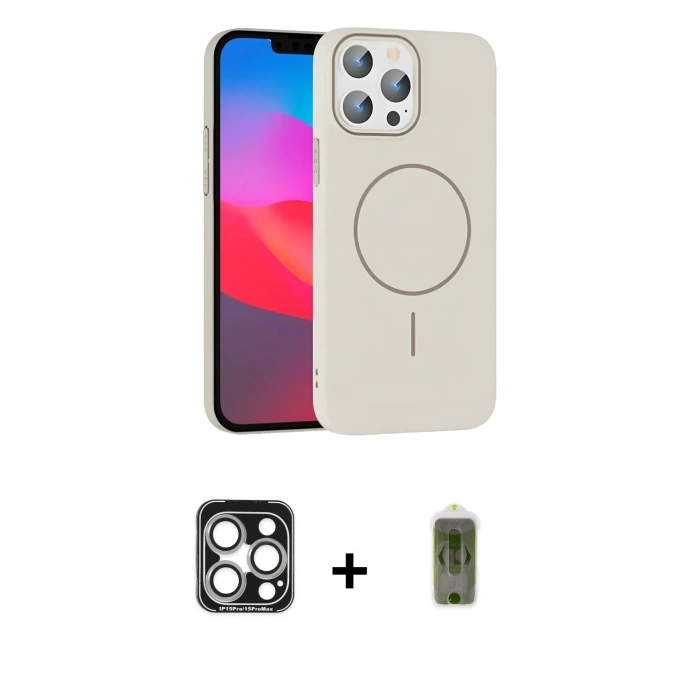 MARSİLYAN™- iPhone 15 Pro Max Kılıf Siluet Doku Özel Seri - Siyah Joko Magic 5D Hayalet Cam + PVD Metal Kamera Lens - GS