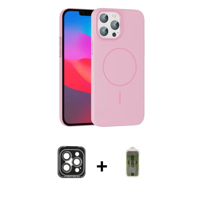 MARSİLYAN™- iPhone 15 Pro Max Kılıf Siluet Doku Özel Seri - Siyah Joko Magic 5D Hayalet Cam + PVD Metal Kamera Lens - GI