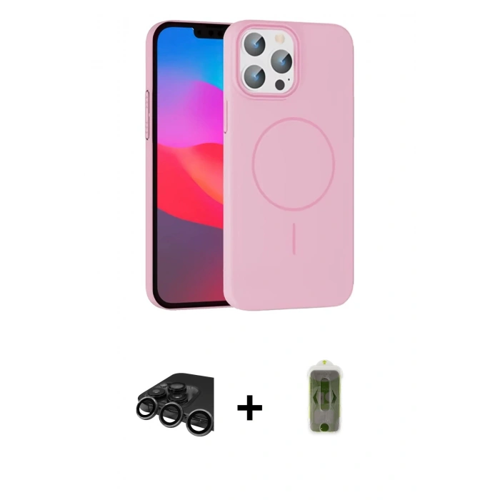 MARSİLYAN™- iPhone 15 Pro Max Kılıf Siluet Doku Özel Seri - Siyah Joko Magic 5D Hayalet Cam + Raze Metal Kamera Lens - TMGI