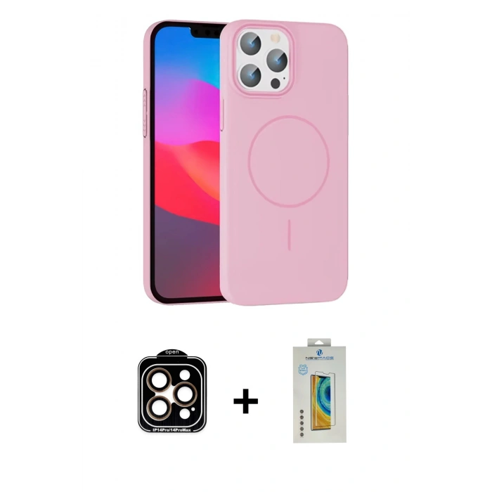 MARSİLYAN™- iPhone 15 Pro Max Kılıf Siluet Doku Özel Seri - Siyah Polymer Nano Ekran Koruyucu + PVD Metal Kamera Lens - TU