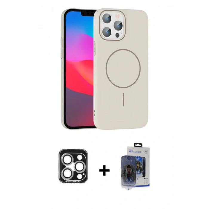 MARSİLYAN™- iPhone 15 Pro Max Kılıf Siluet Doku Özel Seri - Siyah Vanessa Magic Cam + PVD Metal Kamera Lens - GS