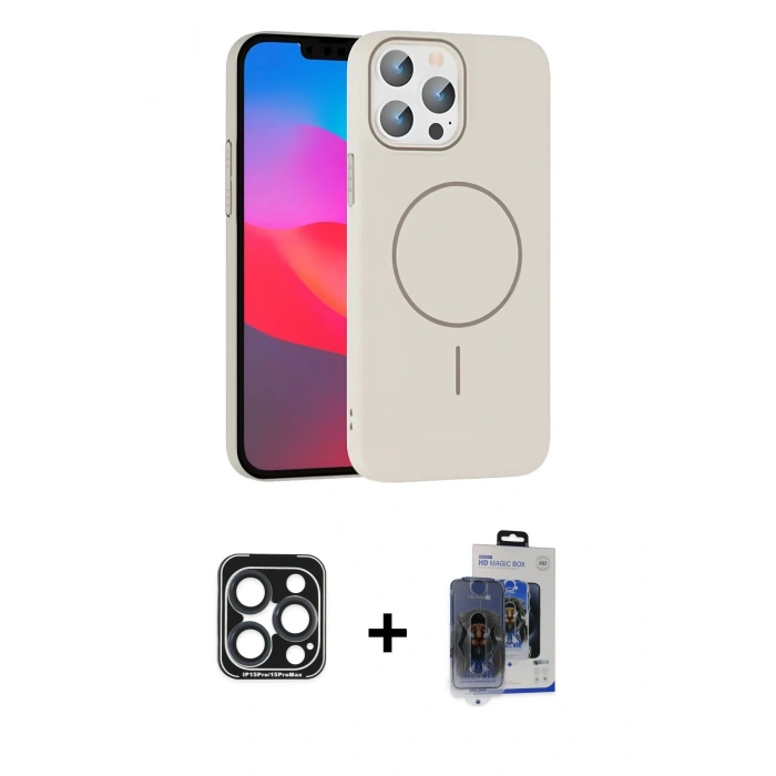 MARSİLYAN™- iPhone 15 Pro Max Kılıf Siluet Doku Özel Seri - Siyah Vanessa Magic Cam + PVD Metal Kamera Lens - LT