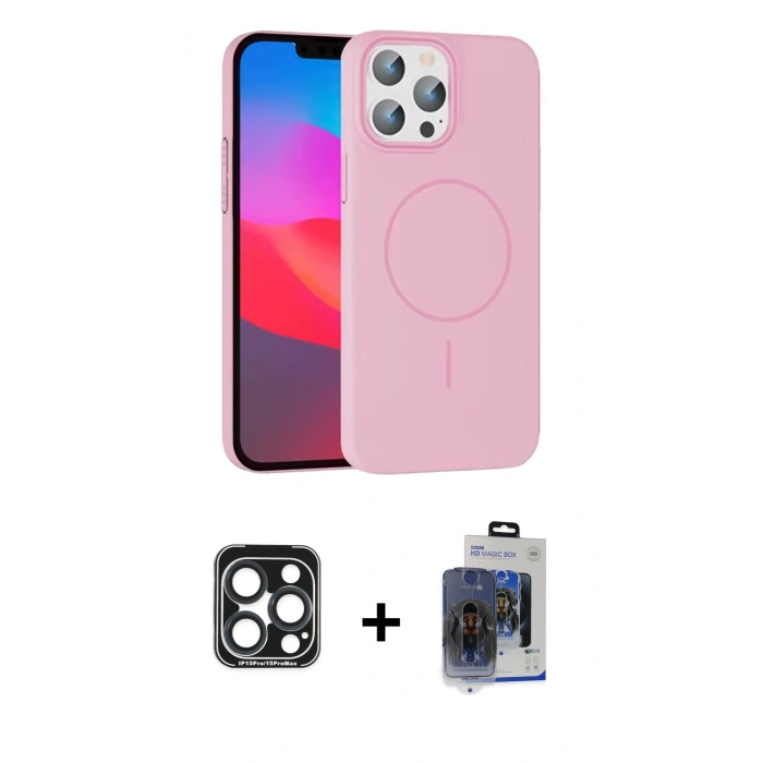 MARSİLYAN™- iPhone 15 Pro Max Kılıf Siluet Doku Özel Seri - Siyah Vanessa Magic Cam + PVD Metal Kamera Lens - LT