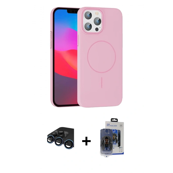 MARSİLYAN™- iPhone 15 Pro Max Kılıf Siluet Doku Özel Seri - Siyah Vanessa Magic Cam + Raze Metal Kamera Lens - LT
