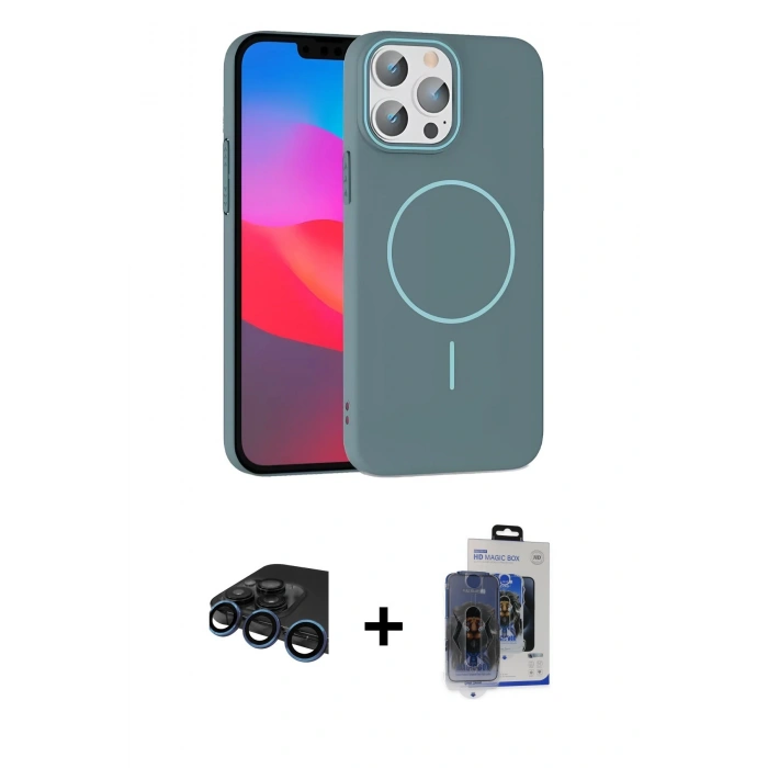 MARSİLYAN™- iPhone 15 Pro Max Kılıf Siluet Doku Özel Seri - Siyah Vanessa Magic Cam + Raze Metal Kamera Lens - LT