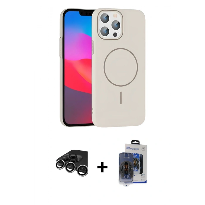 MARSİLYAN™- iPhone 15 Pro Max Kılıf Siluet Doku Özel Seri - Siyah Vanessa Magic Cam + Raze Metal Kamera Lens - GS