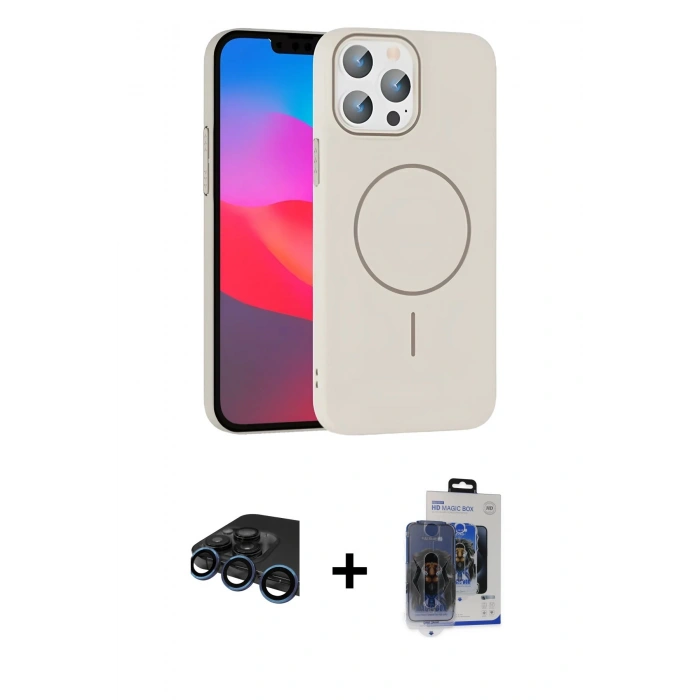 MARSİLYAN™- iPhone 15 Pro Max Kılıf Siluet Doku Özel Seri - Siyah Vanessa Magic Cam + Raze Metal Kamera Lens - LT