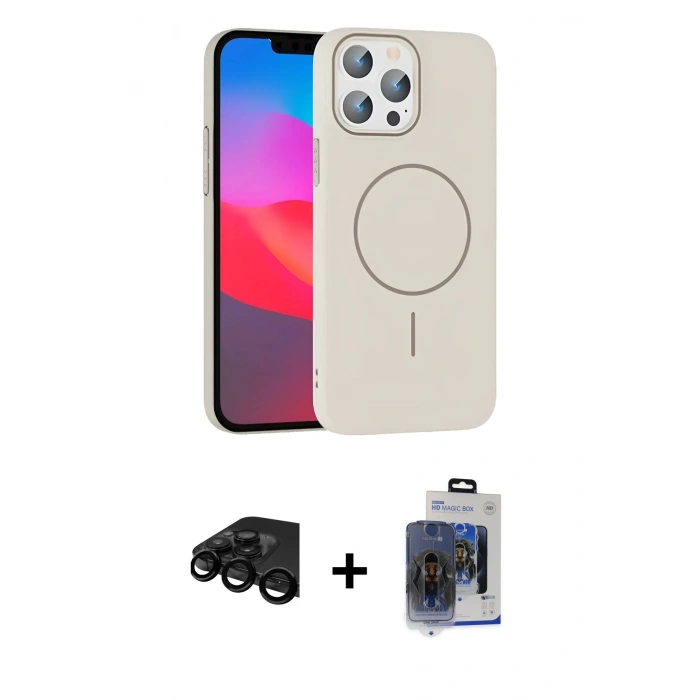MARSİLYAN™- iPhone 15 Pro Max Kılıf Siluet Doku Özel Seri - Siyah Vanessa Magic Cam + Siyah Raze Metal Kamera Lens
