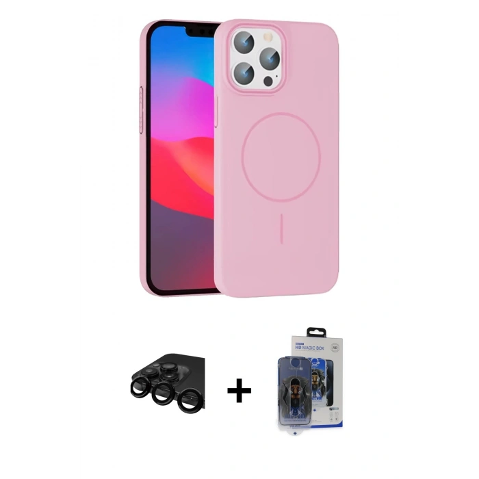 MARSİLYAN™- iPhone 15 Pro Max Kılıf Siluet Doku Özel Seri - Siyah Vanessa Magic Cam + Siyah Raze Metal Kamera Lens