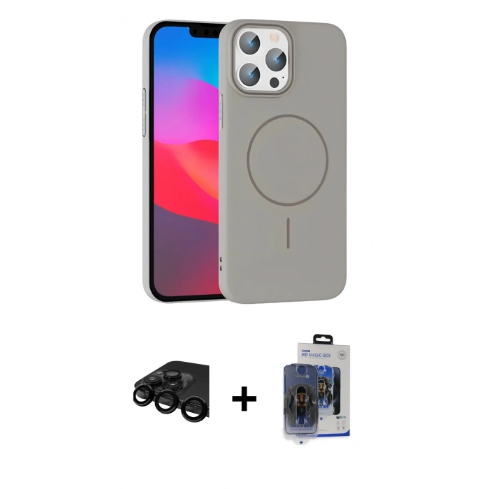 MARSİLYAN™- iPhone 15 Pro Max Kılıf Siluet Doku Özel Seri - Siyah Vanessa Magic Cam + Siyah Raze Metal Kamera Lens