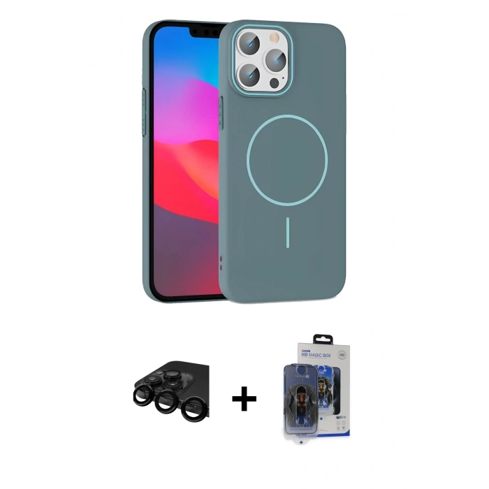 MARSİLYAN™- iPhone 15 Pro Max Kılıf Siluet Doku Özel Seri - Siyah Vanessa Magic Cam + Siyah Raze Metal Kamera Lens