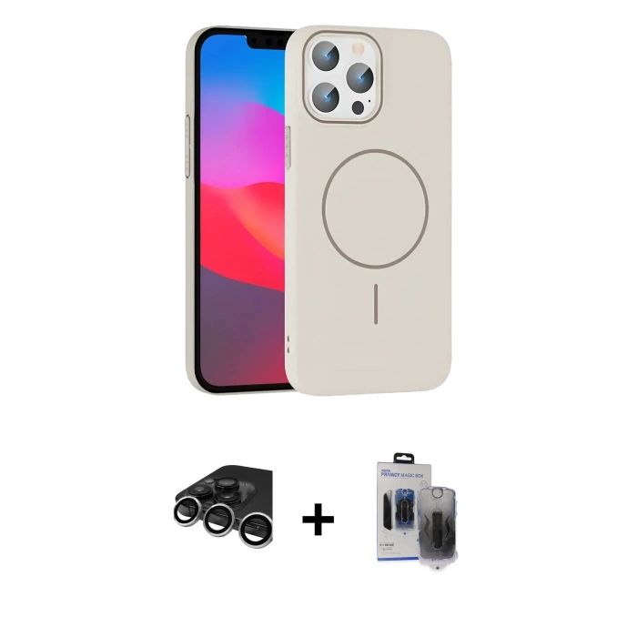 MARSİLYAN™- iPhone 15 Pro Max Kılıf Siluet Doku Özel Seri - Siyah Vanessa Magic Hayalet Cam + Raze Metal Kamera Lens - GS