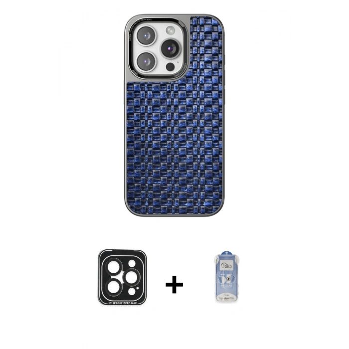 MARSİLYAN™- iPhone 15 Pro Max Kılıf Siluet Form Serisi - Siyah Joko Magic 5D Cam + PVD Metal Kamera Lens - SH
