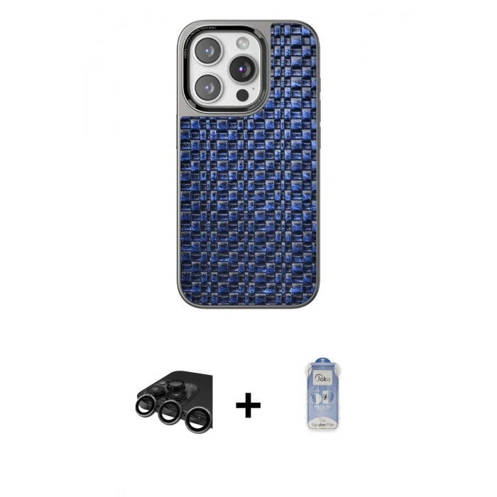 MARSİLYAN™- iPhone 15 Pro Max Kılıf Siluet Form Serisi - Siyah Joko Magic 5D Cam + Raze Metal Kamera Lens - TMGI