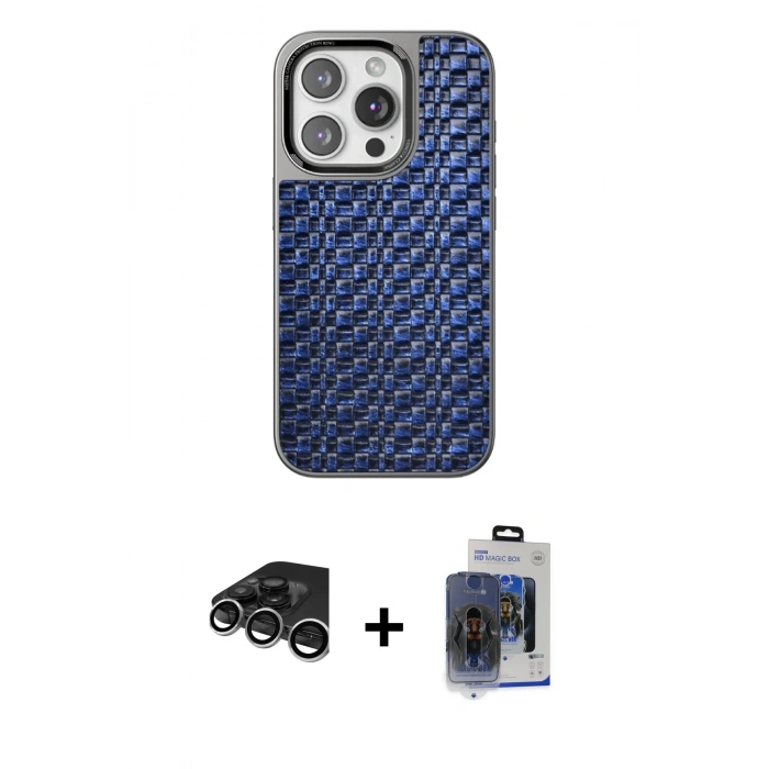 MARSİLYAN™- iPhone 15 Pro Max Kılıf Siluet Form Serisi - Siyah Vanessa Magic Cam + Raze Metal Kamera Lens - GS