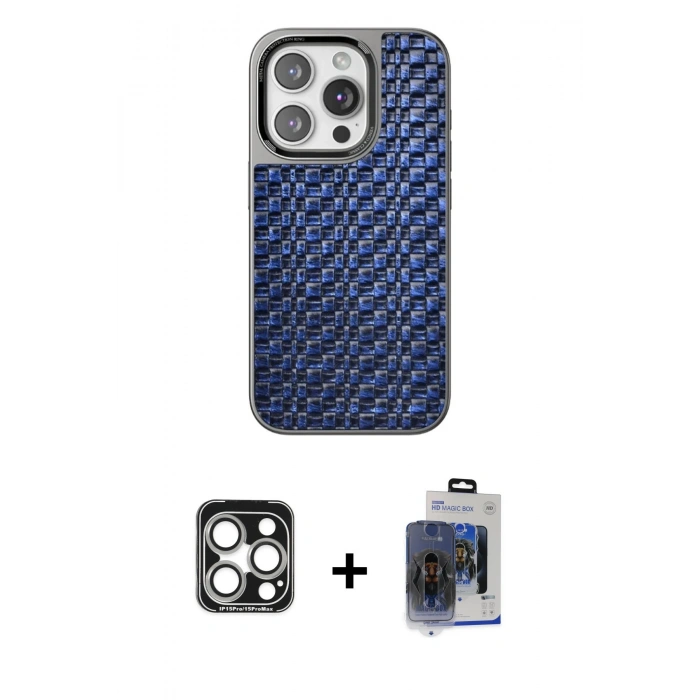 MARSİLYAN™- iPhone 15 Pro Max Kılıf Siluet Form Serisi - Siyah Vanessa Magic Cam + PVD Metal Kamera Lens - GS