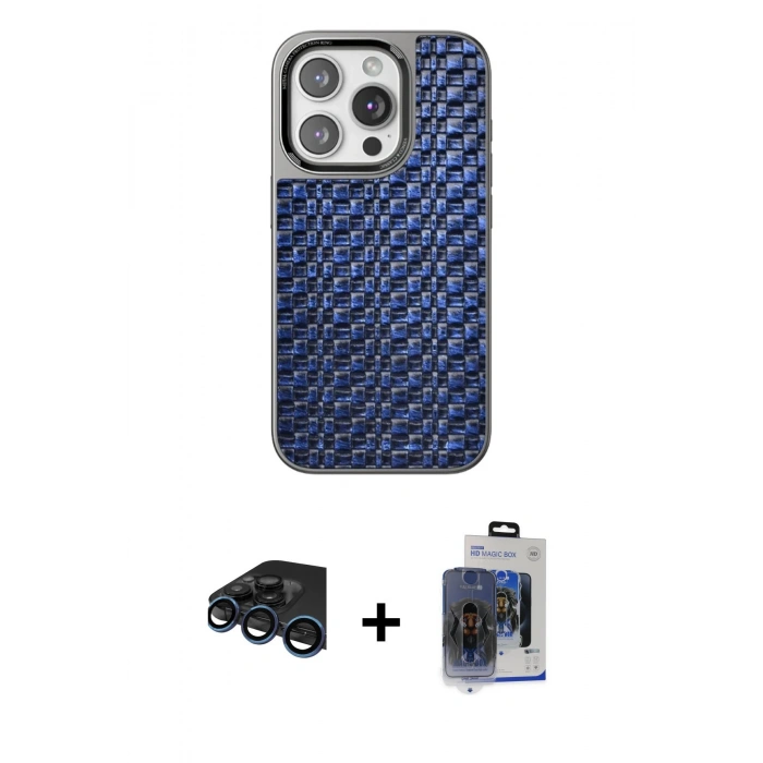 MARSİLYAN™- iPhone 15 Pro Max Kılıf Siluet Form Serisi - Siyah Vanessa Magic Cam + Raze Metal Kamera Lens - LT
