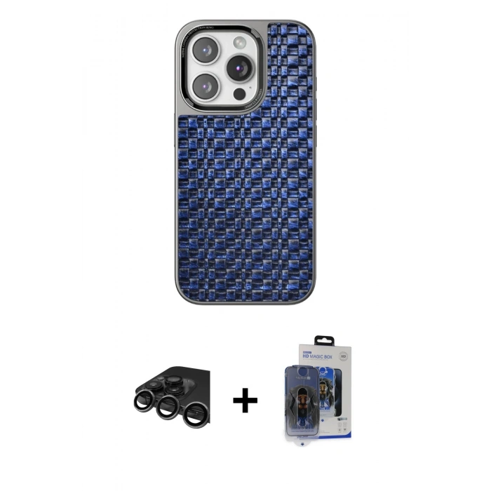MARSİLYAN™- iPhone 15 Pro Max Kılıf Siluet Form Serisi - Siyah Vanessa Magic Cam + Raze Metal Kamera Lens - TMGI