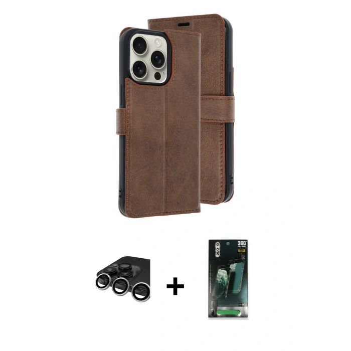 MARSİLYAN™- iPhone 15 Pro Max Kılıf Siluet Işık Serisi - Şeffaf 360 Full Body Arka Koruyucu + Gümüş Raze Metal Kamera Lens