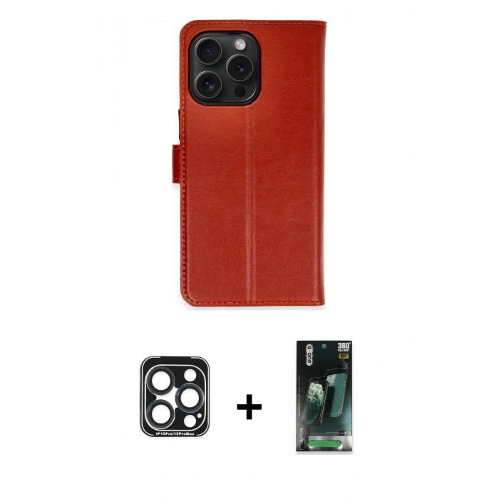 MARSİLYAN™- iPhone 15 Pro Max Kılıf Siluet Işık Serisi - Şeffaf 360 Full Body Arka Koruyucu + PVD Metal Kamera Lens - LT