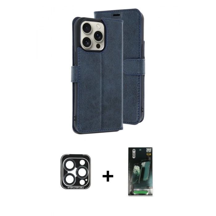 MARSİLYAN™- iPhone 15 Pro Max Kılıf Siluet Işık Serisi - Şeffaf 360 Full Body Arka Koruyucu + PVD Metal Kamera Lens - LT