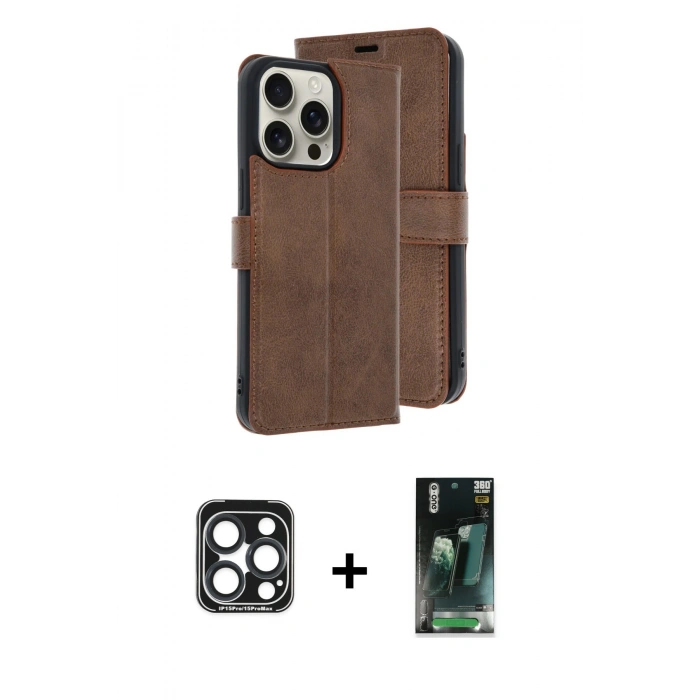 MARSİLYAN™- iPhone 15 Pro Max Kılıf Siluet Işık Serisi - Şeffaf 360 Full Body Arka Koruyucu + PVD Metal Kamera Lens - LT