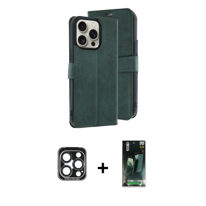 MARSİLYAN™- iPhone 15 Pro Max Kılıf Siluet Işık Serisi - Şeffaf 360 Full Body Arka Koruyucu + PVD Metal Kamera Lens - LT