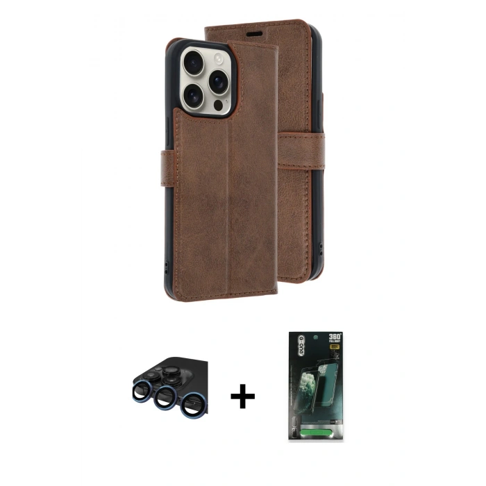 MARSİLYAN™- iPhone 15 Pro Max Kılıf Siluet Işık Serisi - Şeffaf 360 Full Body Arka Koruyucu + Lacivert Raze Metal Kamera Lens