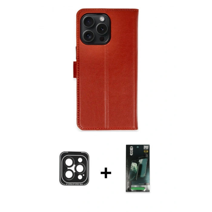 MARSİLYAN™- iPhone 15 Pro Max Kılıf Siluet Işık Serisi - Şeffaf 360 Full Body Arka Koruyucu + PVD Metal Kamera Lens - SH