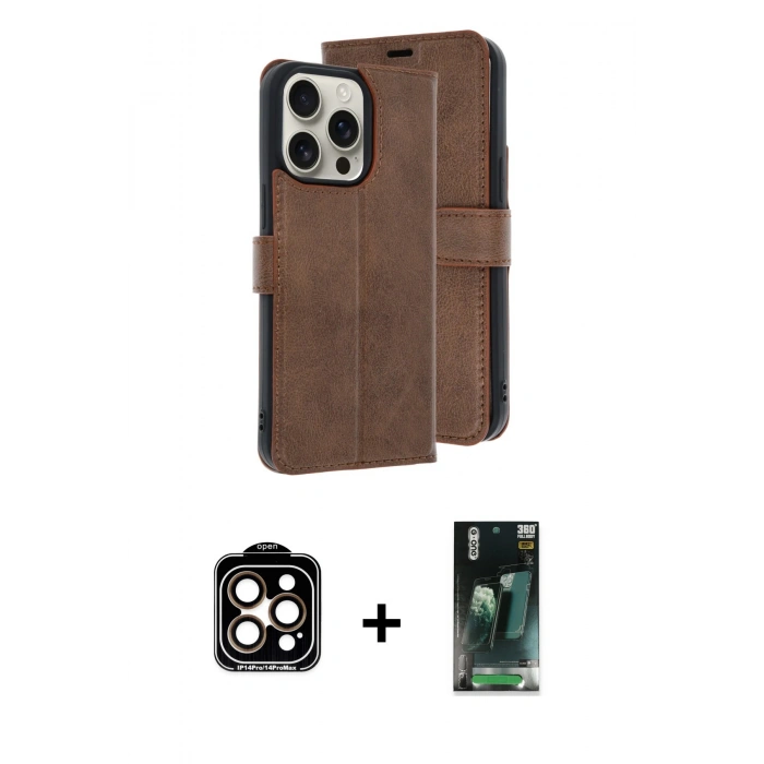 MARSİLYAN™- iPhone 15 Pro Max Kılıf Siluet Işık Serisi - Şeffaf 360 Full Body Arka Koruyucu + PVD Metal Kamera Lens - TU