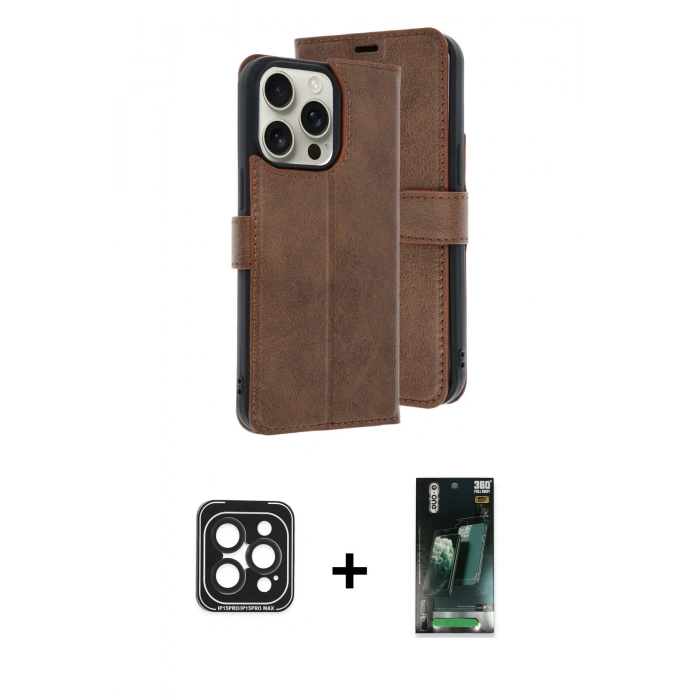 MARSİLYAN™- iPhone 15 Pro Max Kılıf Siluet Işık Serisi - Şeffaf 360 Full Body Arka Koruyucu + PVD Metal Kamera Lens - SH