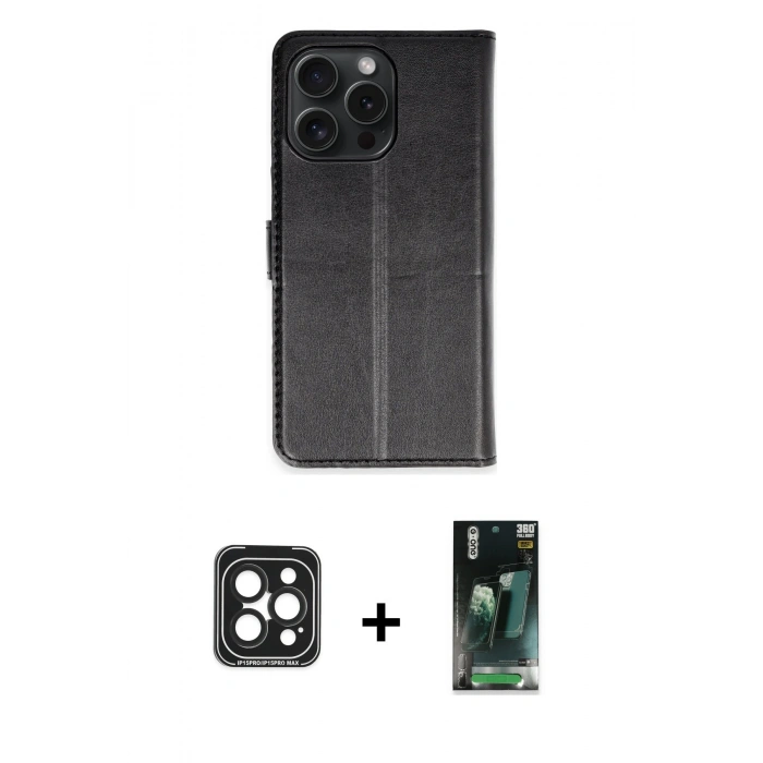 MARSİLYAN™- iPhone 15 Pro Max Kılıf Siluet Işık Serisi - Şeffaf 360 Full Body Arka Koruyucu + PVD Metal Kamera Lens - SH