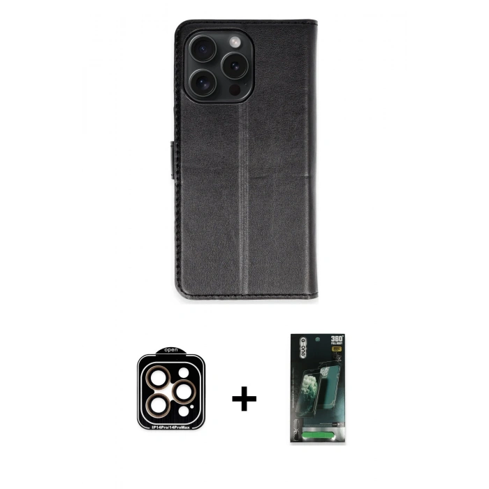 MARSİLYAN™- iPhone 15 Pro Max Kılıf Siluet Işık Serisi - Şeffaf 360 Full Body Arka Koruyucu + PVD Metal Kamera Lens - TU