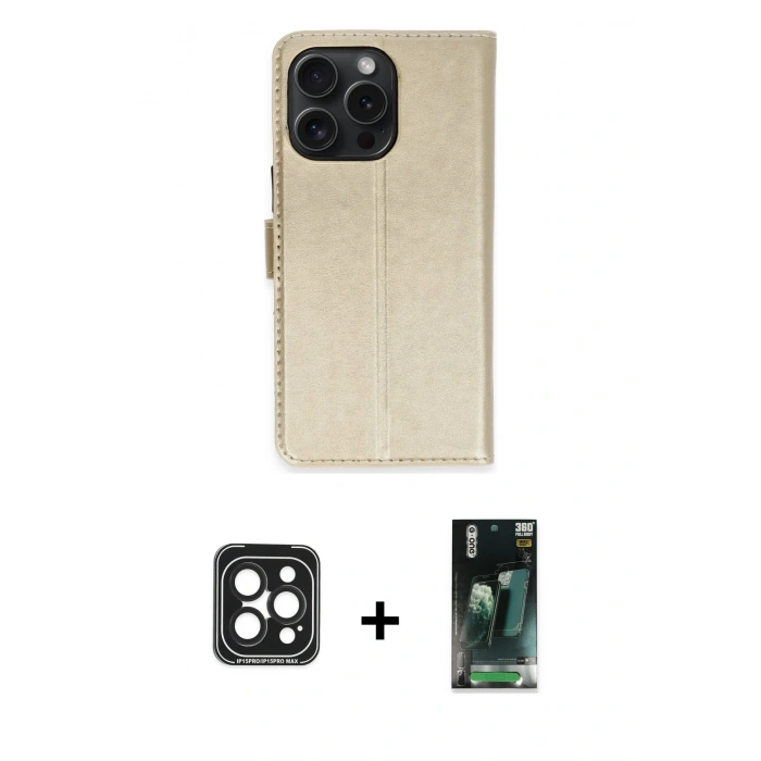 MARSİLYAN™- iPhone 15 Pro Max Kılıf Siluet Işık Serisi - Şeffaf 360 Full Body Arka Koruyucu + PVD Metal Kamera Lens - SH