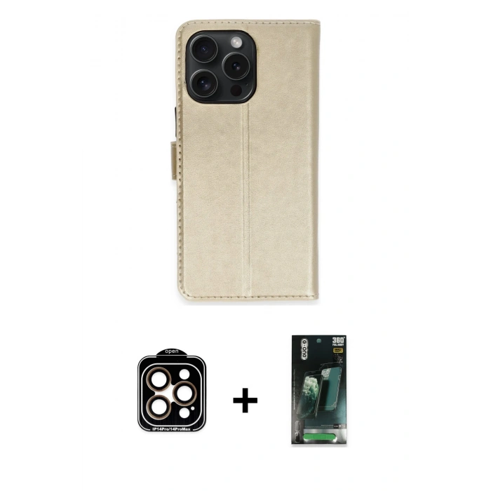 MARSİLYAN™- iPhone 15 Pro Max Kılıf Siluet Işık Serisi - Şeffaf 360 Full Body Arka Koruyucu + PVD Metal Kamera Lens - TU