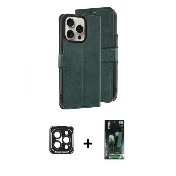 MARSİLYAN™- iPhone 15 Pro Max Kılıf Siluet Işık Serisi - Şeffaf 360 Full Body Arka Koruyucu + PVD Metal Kamera Lens - SH