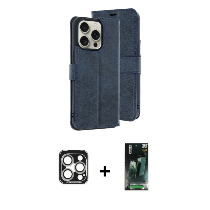 MARSİLYAN™- iPhone 15 Pro Max Kılıf Siluet Işık Serisi - Şeffaf 360 Full Body Arka Koruyucu + PVD Metal Kamera Lens - GS