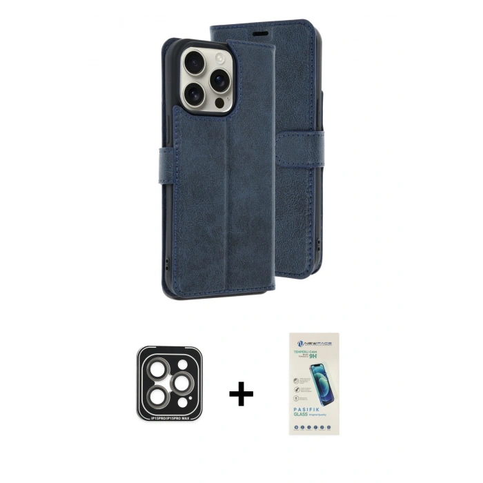 MARSİLYAN™- iPhone 15 Pro Max Kılıf Siluet Işık Serisi - Şeffaf Pasifik Cam Ekran Koruyucu + PVD Metal Kamera Lens - GI