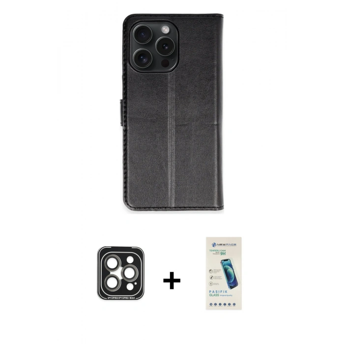 MARSİLYAN™- iPhone 15 Pro Max Kılıf Siluet Işık Serisi - Şeffaf Pasifik Cam Ekran Koruyucu + PVD Metal Kamera Lens - GI