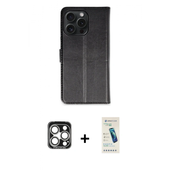 MARSİLYAN™- iPhone 15 Pro Max Kılıf Siluet Işık Serisi - Şeffaf Pasifik Cam Ekran Koruyucu + PVD Metal Kamera Lens - GS