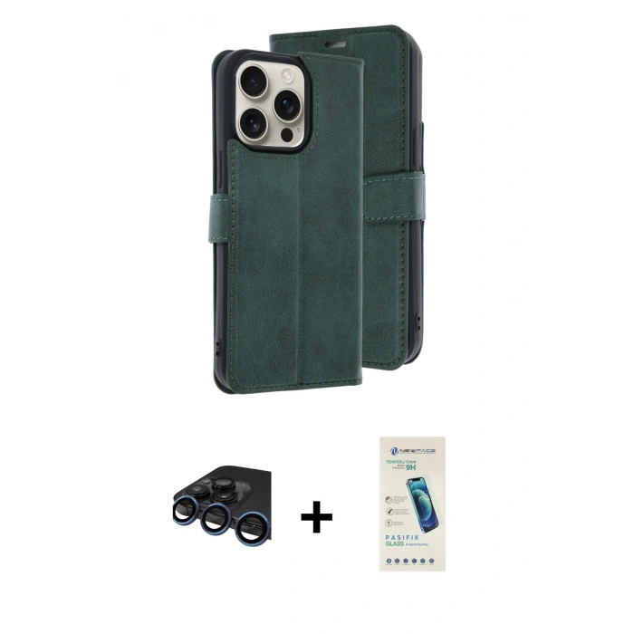 MARSİLYAN™- iPhone 15 Pro Max Kılıf Siluet Işık Serisi - Şeffaf Pasifik Cam Ekran Koruyucu + Lacivert Raze Metal Kamera Lens