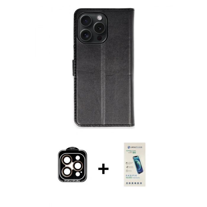 MARSİLYAN™- iPhone 15 Pro Max Kılıf Siluet Işık Serisi - Şeffaf Pasifik Cam Ekran Koruyucu + PVD Metal Kamera Lens - TU