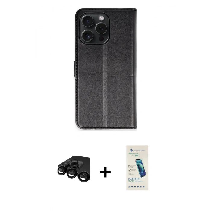 MARSİLYAN™- iPhone 15 Pro Max Kılıf Siluet Işık Serisi - Şeffaf Pasifik Cam Ekran Koruyucu + Raze Metal Kamera Lens - SH